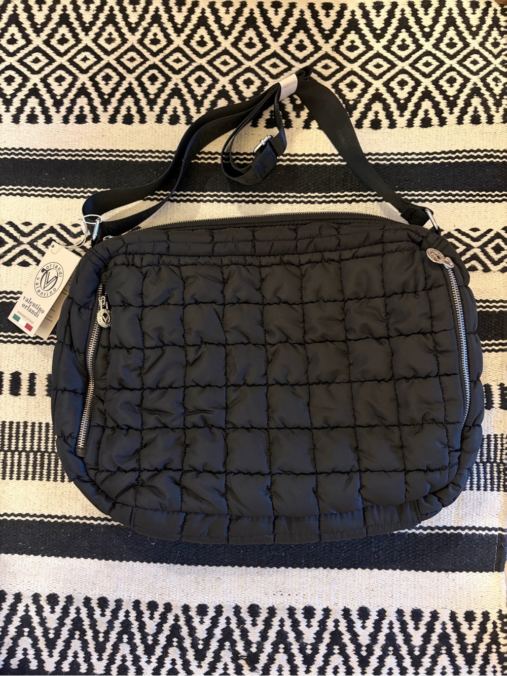 Valentino Black Quilted Messenger Crossbody Bag